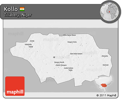 Gray 3D Map of Kollo, single color outside