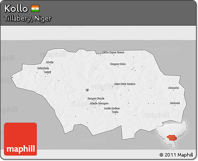Gray 3D Map of Kollo, single color outside