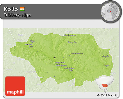 Physical 3D Map of Kollo, lighten