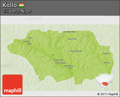 Physical 3D Map of Kollo, lighten