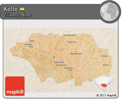 Satellite 3D Map of Kollo, lighten