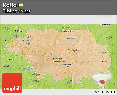Satellite 3D Map of Kollo, physical outside