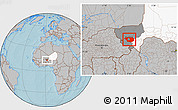 Gray Location Map of Kollo, highlighted country, highlighted parent region, hill shading