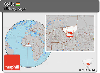 Gray Location Map of Kollo, highlighted parent region