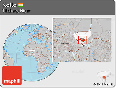 Gray Location Map of Kollo, highlighted parent region