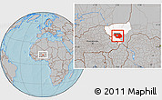 Gray Location Map of Kollo, highlighted parent region, hill shading