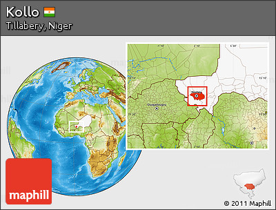 Physical Location Map of Kollo, highlighted country