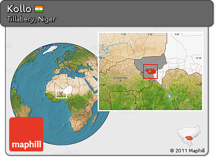 Satellite Location Map of Kollo, highlighted country, highlighted parent region