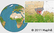 Satellite Location Map of Kollo, highlighted country, highlighted parent region