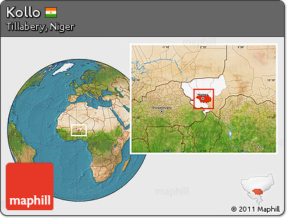 Satellite Location Map of Kollo, highlighted parent region