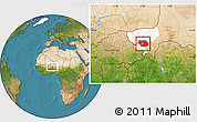 Satellite Location Map of Kollo, highlighted parent region