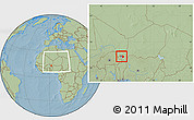 Savanna Style Location Map of Kollo, within the entire country, hill shading