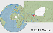 Savanna Style Location Map of Kollo, highlighted country, highlighted parent region, within the entire country, hill shading