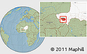 Savanna Style Location Map of Kollo, highlighted country, hill shading