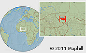 Savanna Style Location Map of Kollo, hill shading