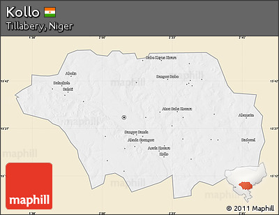 Classic Style Map of Kollo, single color outside