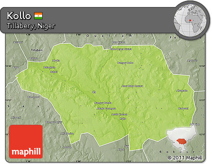 Physical Map of Kollo, semi-desaturated