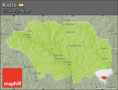 Physical Map of Kollo, semi-desaturated