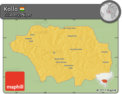 Savanna Style Map of Kollo, single color outside
