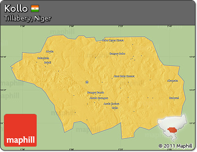Savanna Style Map of Kollo, single color outside