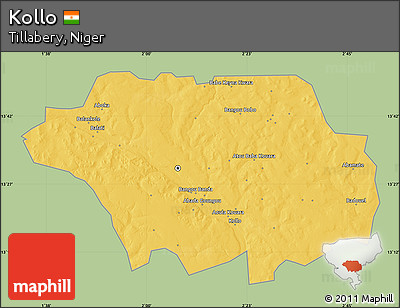 Savanna Style Map of Kollo, single color outside