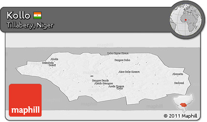 Gray Panoramic Map of Kollo, single color outside