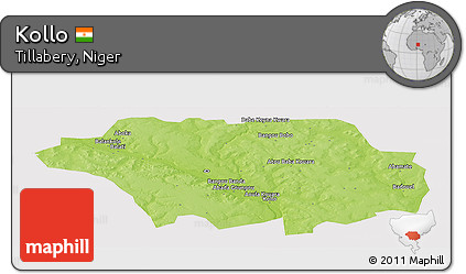 Physical Panoramic Map of Kollo, cropped outside