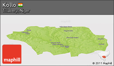 Physical Panoramic Map of Kollo, cropped outside
