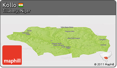 Physical Panoramic Map of Kollo, cropped outside