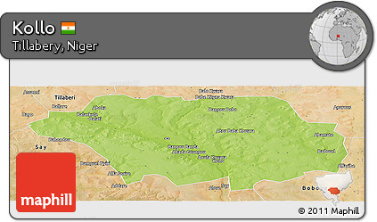 Physical Panoramic Map of Kollo, satellite outside