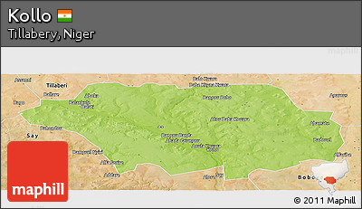 Physical Panoramic Map of Kollo, satellite outside