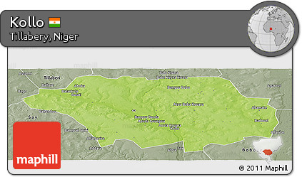Physical Panoramic Map of Kollo, semi-desaturated