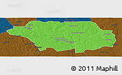 Political Panoramic Map of Kollo, darken