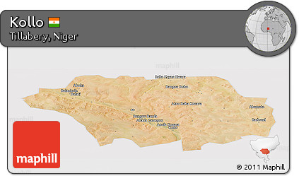 Satellite Panoramic Map of Kollo, cropped outside