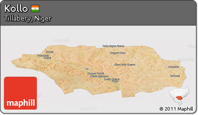 Satellite Panoramic Map of Kollo, cropped outside