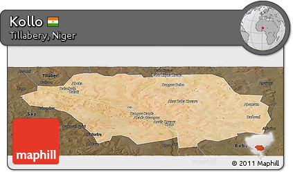 Satellite Panoramic Map of Kollo, darken