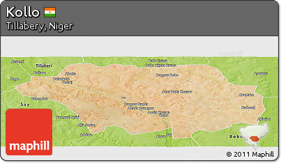 Satellite Panoramic Map of Kollo, physical outside