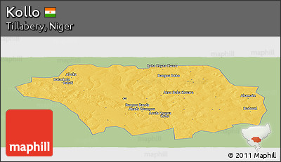 Savanna Style Panoramic Map of Kollo, single color outside