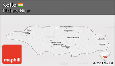 Silver Style Panoramic Map of Kollo, single color outside