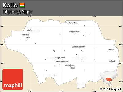 Classic Style Simple Map of Kollo, single color outside