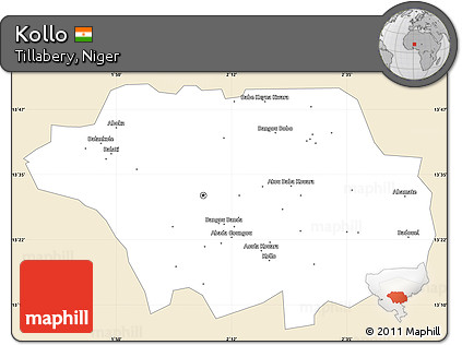 Classic Style Simple Map of Kollo, single color outside