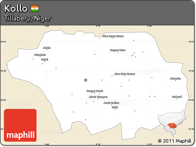 Classic Style Simple Map of Kollo, single color outside