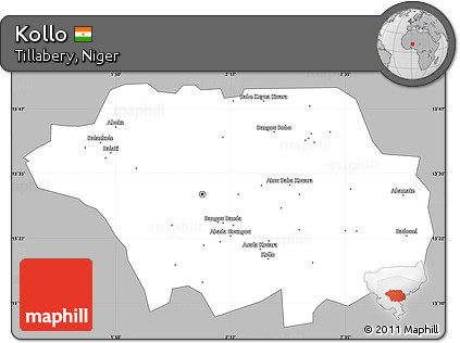 Gray Simple Map of Kollo, single color outside