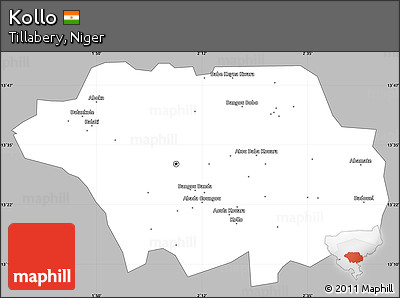 Gray Simple Map of Kollo, single color outside