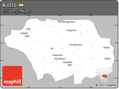 Gray Simple Map of Kollo, single color outside