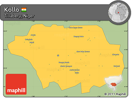 Savanna Style Simple Map of Kollo, single color outside