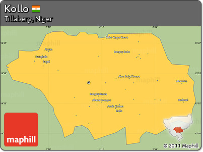 Savanna Style Simple Map of Kollo, single color outside