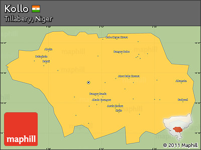 Savanna Style Simple Map of Kollo, single color outside