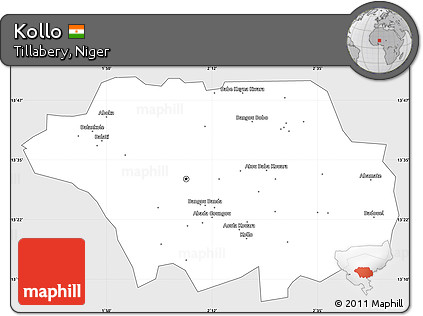 Silver Style Simple Map of Kollo, single color outside