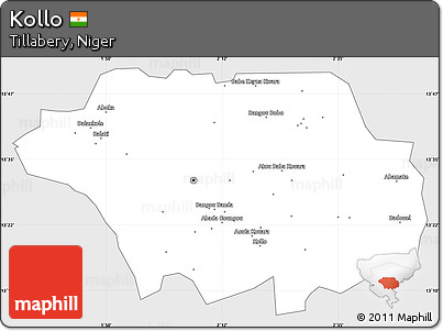 Silver Style Simple Map of Kollo, single color outside